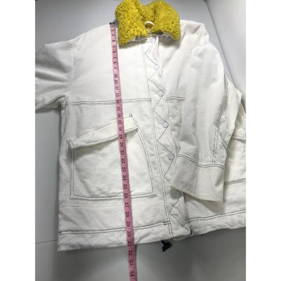Free People We the Free Lust for Life Corduroy Oversized Jacket Ivory Fur Cold - Picture 16 of 16